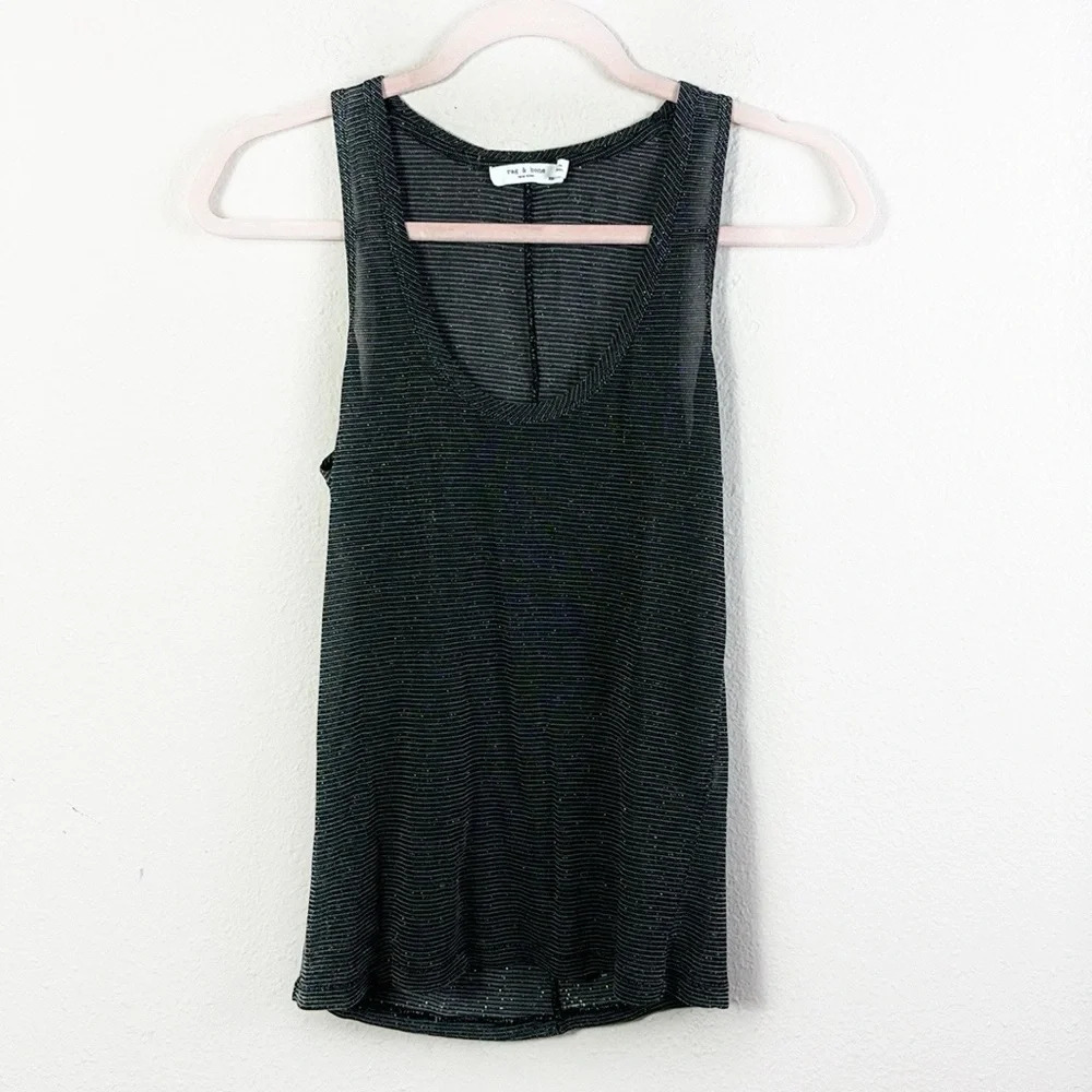 Rag & Bone Black with metallic silver detail tank top size XS